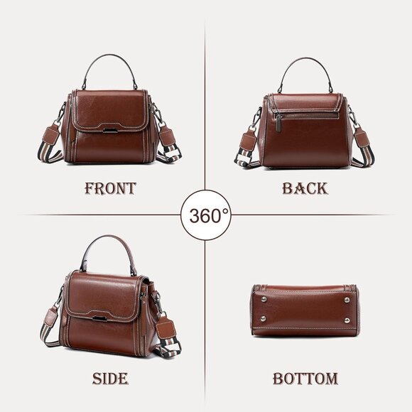 Compact Waxed Leather Crossbody Bag: Effortless Style & Organized Storage - Picture 5 of 6